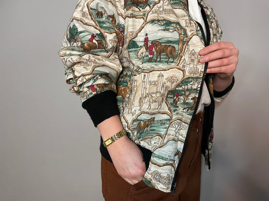 Vintage Equestrian Print Bomber (Medium/Large)