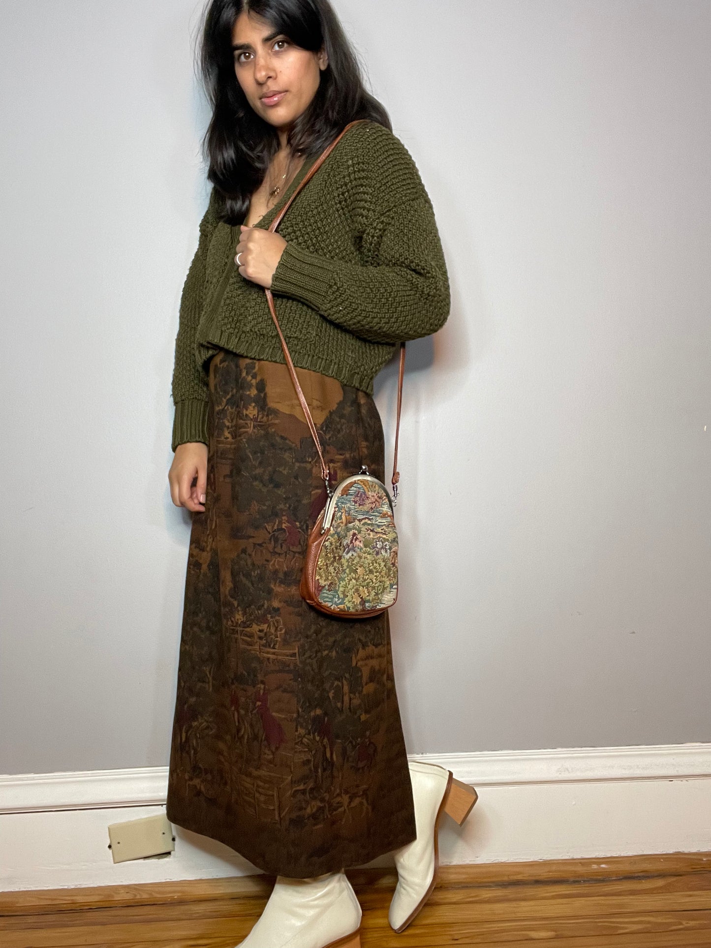 Vtg Maxi Scenic Skirt (Medium)